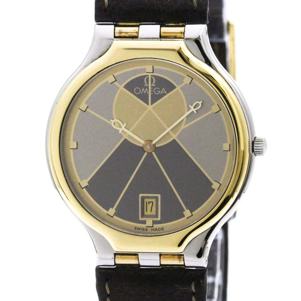 OMEGA De Ville Symbol K18 Gold Steel Quartz Mens Watch 196.0316 Polished